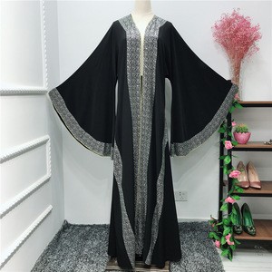 Luxury kimono robe strass stone muslim dresses islamic modern women clothing abaya