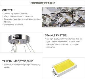 Luxury LED Chandelier Suspension Clear Crystal Steel waterproof outdoor pendant light