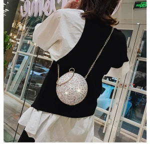 luxury  Round Crystal ball Clutches Womens Mini Evening Clutch Bag ladies handbag