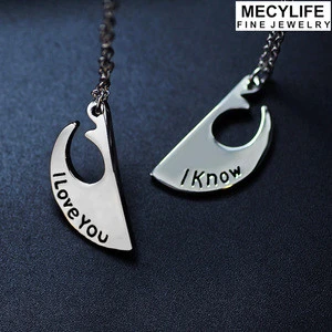 MECYLIFE &quot;I Know I Love You&quot; Stainless Steel Split Fine Necklaces Jewelry