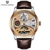Mens stainless steel case genuine leather strap simple style automatic luxury pagani design Watches