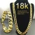 Men&#x27;s 18K Gold Necklace 6mm Width Chain Fashion Fine Necklace Bracelet Unisex Chain Jewelry