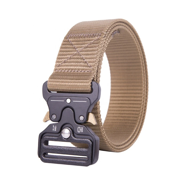 Men&#x27;s Nylon Fabric Belt Military Tactical Combat Metal Buckle Belt  Hunting Hiking Sports Waistbelt
