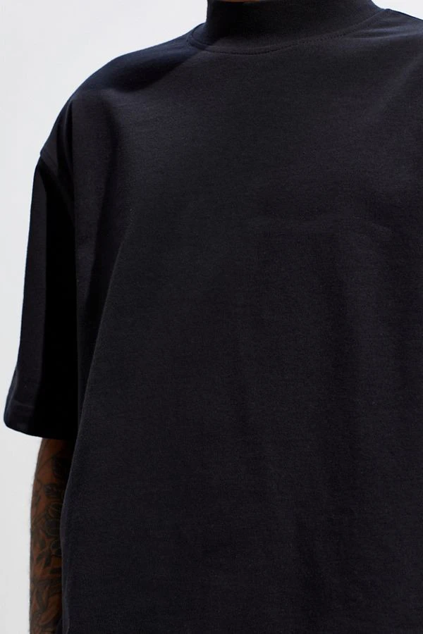 MGOO Hip Hop Black Color Heavy Cotton Custom Logo Design Short Sleeve T Shirts