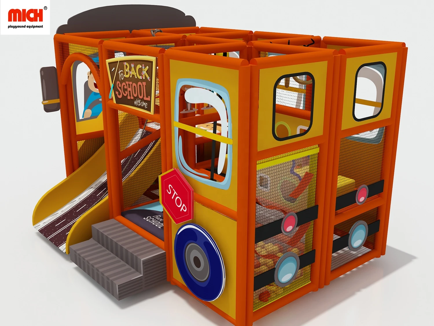 Mich Customized School Bus Themed Toddler Indoor Cute Soft Play Area