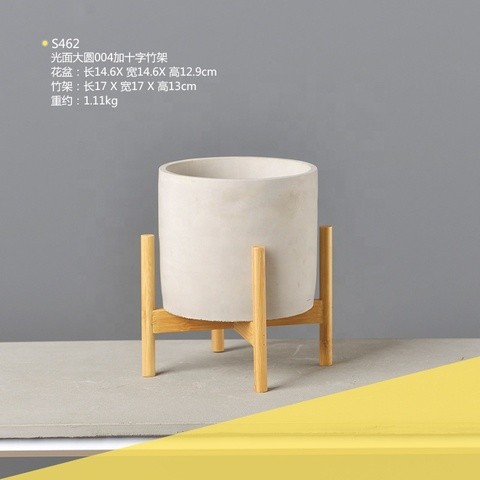 Buy Mid Century Modern Concrete Plant Pot Indoor Decor Cement Back ...