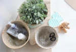 Mini sea grass storage basket two tone