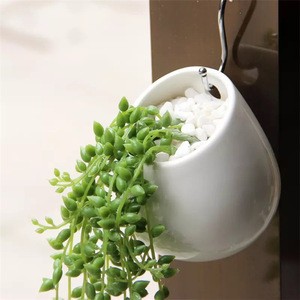 Modern cheap wholesale indoor outdoor decorative balcony mini flower pots / small home garden decor ceramic hanging planters