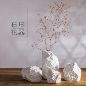 Modern creative gifts accessories home decoration marble ceramic stone flower vase for ornaments