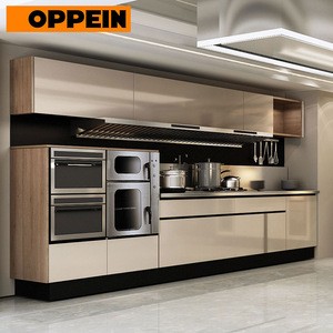 Modern flat edge modular stainless steel all in one kitchen unit cabinet
