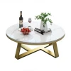 Modern Marble Top Gold frame Round stainless steel coffee table