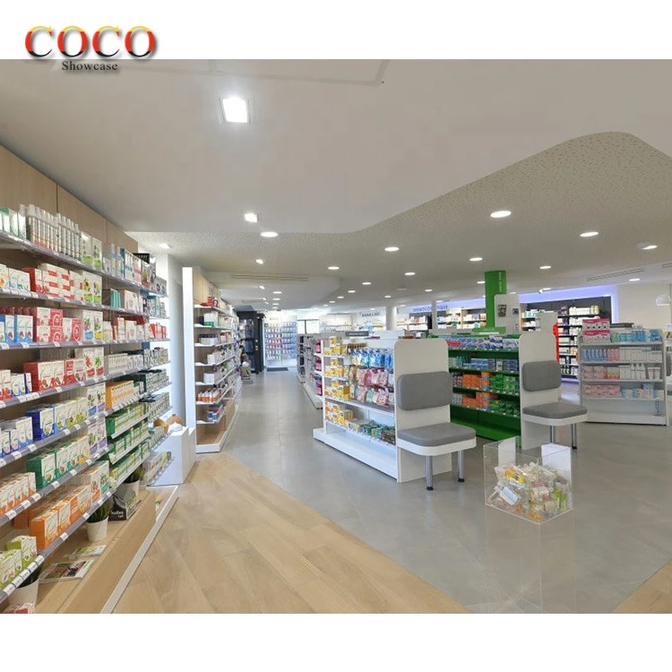 Modern Stylish Style Pharmacy Shop Interior Display Furniture Design Drugstore Medicine Shelves