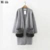 MOLI Custom Knit Sweater Real Rabbit Fur Pocket Woolen Sweater Designs For Ladies