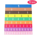 Montessori Kids Math toy 51pcs Magnetic Rainbow Fraction Tiles &circles