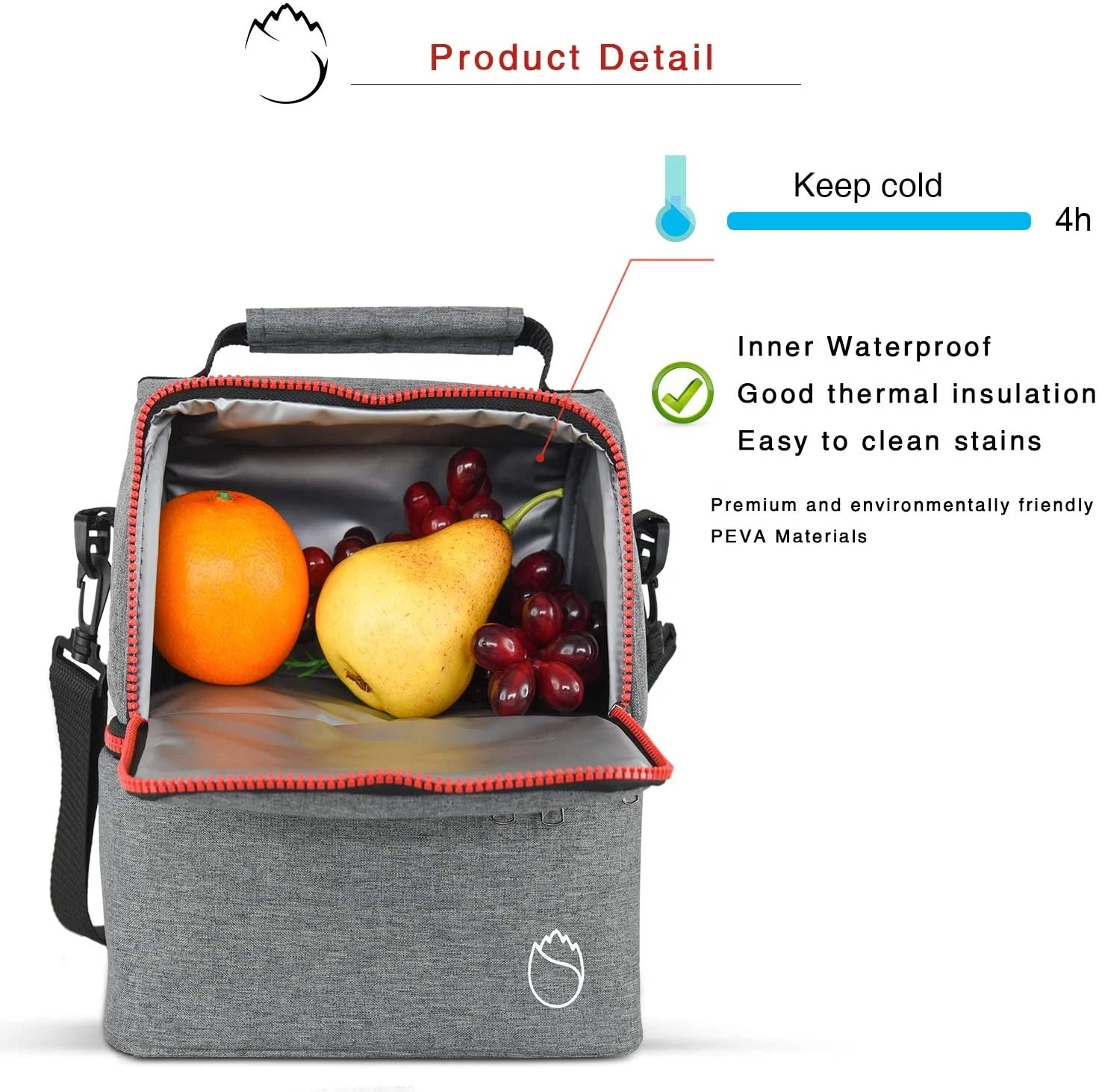 multifunctional double layer lunch bag with shoulder strap waxed lunch bag waterproof lunch bag