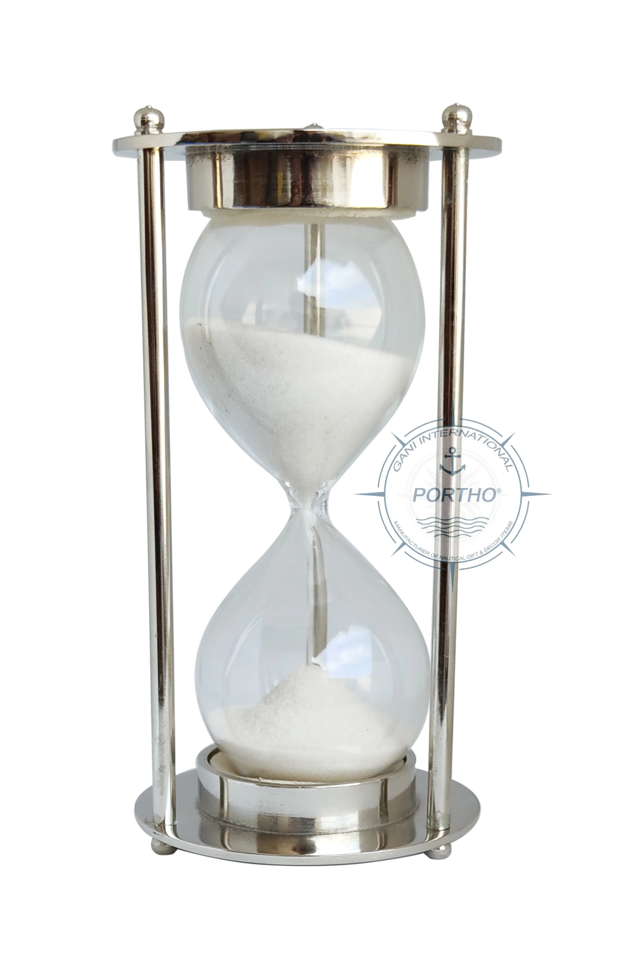 Nautical Sand Timer Hourglass Happy Wedding Engraved Silver Executive Sand timer Gift Item