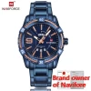 Naviforce 9117 relogio masculino men stainless steel quartz charm Luxury Watch custom logo gold bule mens watches