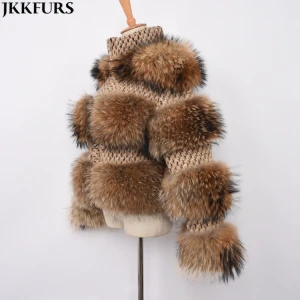 New and Hot Design Jacket Real Raccoon Fur Coat Winter Women Fashion Design Outerwear