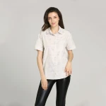 NEW Arrival 100% Cotton Women Blouse Print Short Sleeve Office Ladies Shirt
