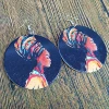 New design Printing African headwrap women Wooden Earrings