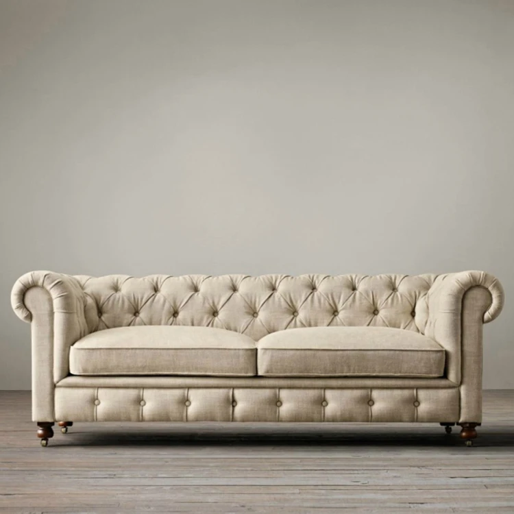 New Design Retro Classic Sofa Design Luxury Living Room Furniture Leather Chesterfield Couch Restaurant Sofas Set