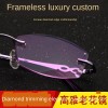 New Diamond rimmed high-end women&#x27;s fashion purple rimless reading glasses factory direct sales Fashion