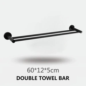 New style hotel Stainless Steel Bath Towel Rack Wall Mounted Black Bathroom Towel Rack