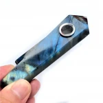 Nice Flash Natural Hand Carved Labradorite Pipes Smoking Gemstone Crystal Smoking Pipes For Sale