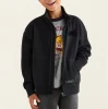 OEM wholesale sports kids logo embroidery full-zip cotton track Jackets Children logo-print jersey sport track jacket