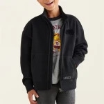 OEM wholesale sports kids logo embroidery full-zip cotton track Jackets Children logo-print jersey sport track jacket