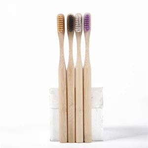 Organic wide head toothbrush paper case round handle bamboo products 2020 19cm long bamboo toothbrush