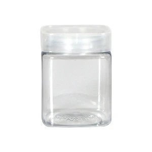 PET nut jar honey transparent square 10oz pet plastic jar for packaging pickle food 310ml cookie and candy jar