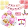 Pink Birthday Decorations Unicorn Party Supplies for Girls Banner Unicorn Cake Topper Unicorn Headband Sash Birthday Balloon