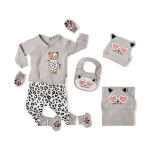 Pink Heart Glasses Printing 100% Cotton Baby Bib Blanket Newborn Baby Girls Clothing Set
