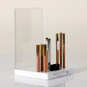 Plexiglass Personal Care Product Tester Display Perspex Perfume POP Counter Display Stand Black Acrylic Cosmetics Glorifier Unit