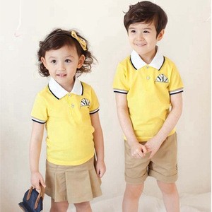 Polo shirts with khaki skirt and short for kids school kindergarten uniform