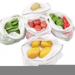 Polyester Mesh Bag With Drawstring Vegetable Fruit Storage Bags Household Kitchen Washable Storage Mesh Bags