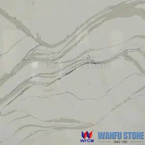 Popular Artificial Stone Calacatta White Quartz Slab For Countertop and Floor Paving