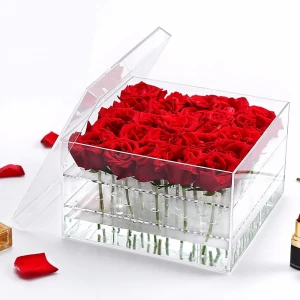 Popular Red Rose Box Clear Acrylic Flower Box