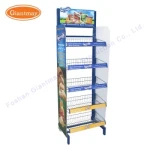 Portable Wholesale Floor Standing Foldable Metal Wire Water Bottle Display Stand for Bottles
