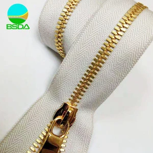 Premium quality long chain 5# gold-plated big corn teeth stainless steel zipper