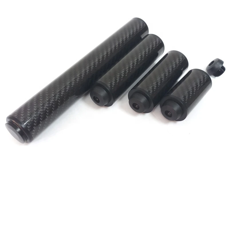 Professional 2/3/4/8inch black Carbon P3 Billiards cue extensions can extend twice High Quality Pool cue extender wholesales