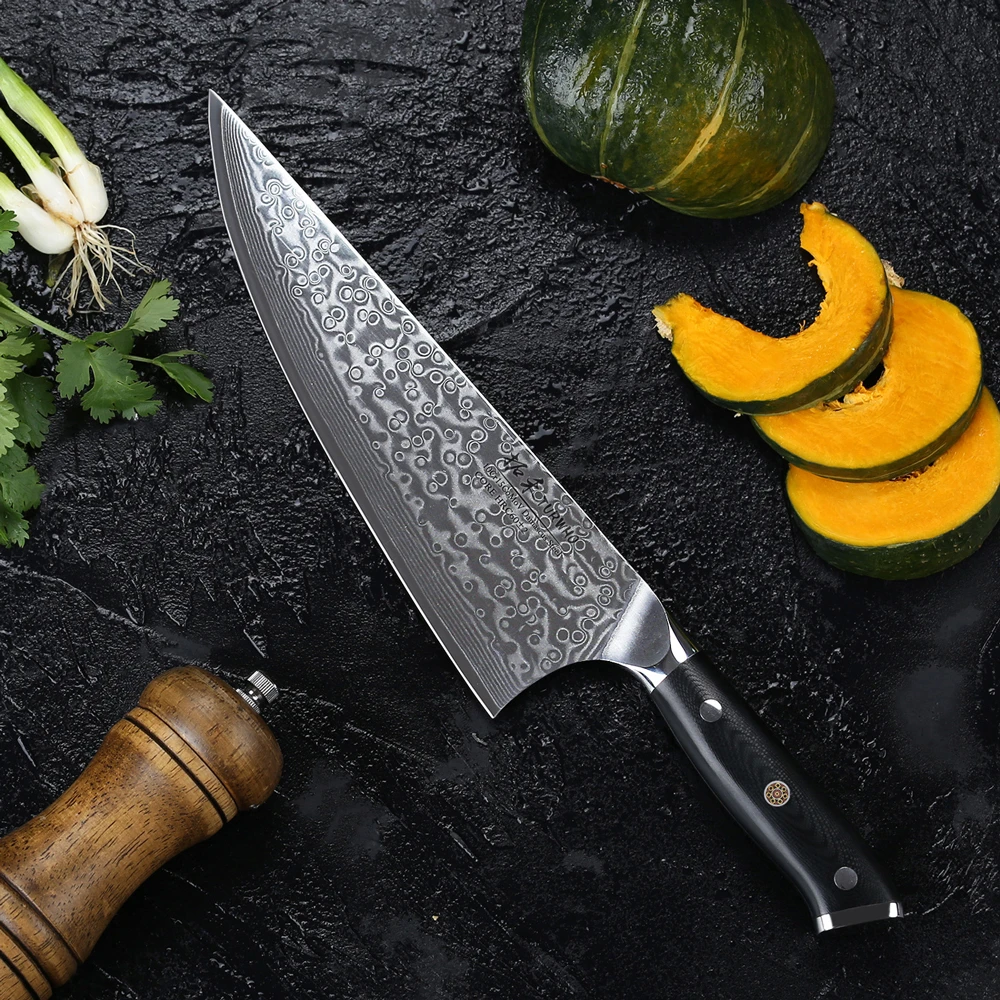 Professional  9" Damascus Kitchen Chef Knife with G10 Handle