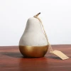 Promotional cheap price fruit shape gold coated home decor ornaments /cement pear show pieces for home decoration