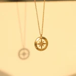 Pure silver six-awned star simple retro gold-plated necklace