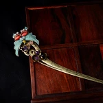 Purple crystal vintage hair jewelry,Aventurine Ethnic hair sticks,blue bronze butterfly hair pin