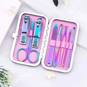 Rainbow Titanium Mini Nail Care Tools Gift Set,Grooming Girls Manicure Pedicure Kit in Beauty Case,Bulk Nail Clippers Set Amazon