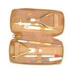 Red leather Case Women's Manicure Pedicure Set Kit nail Scissor Nail Cutter set Nail File Eyebrow tweezers 5 in 1 Pedicure Set