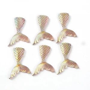 Resin Diy Crafts Accessories Exquisite Resin Mermaid Tail Charm Flat Resin Crafts Embellishment