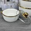 Restaurant and home heating gold-plated wavy texture ceramic casserole soup pot with glass lid